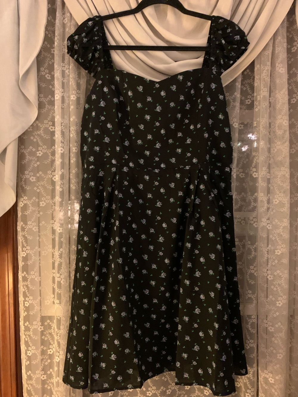 Belle Poque Dress with Blue Floral Print